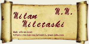 Milan Miletaški vizit kartica